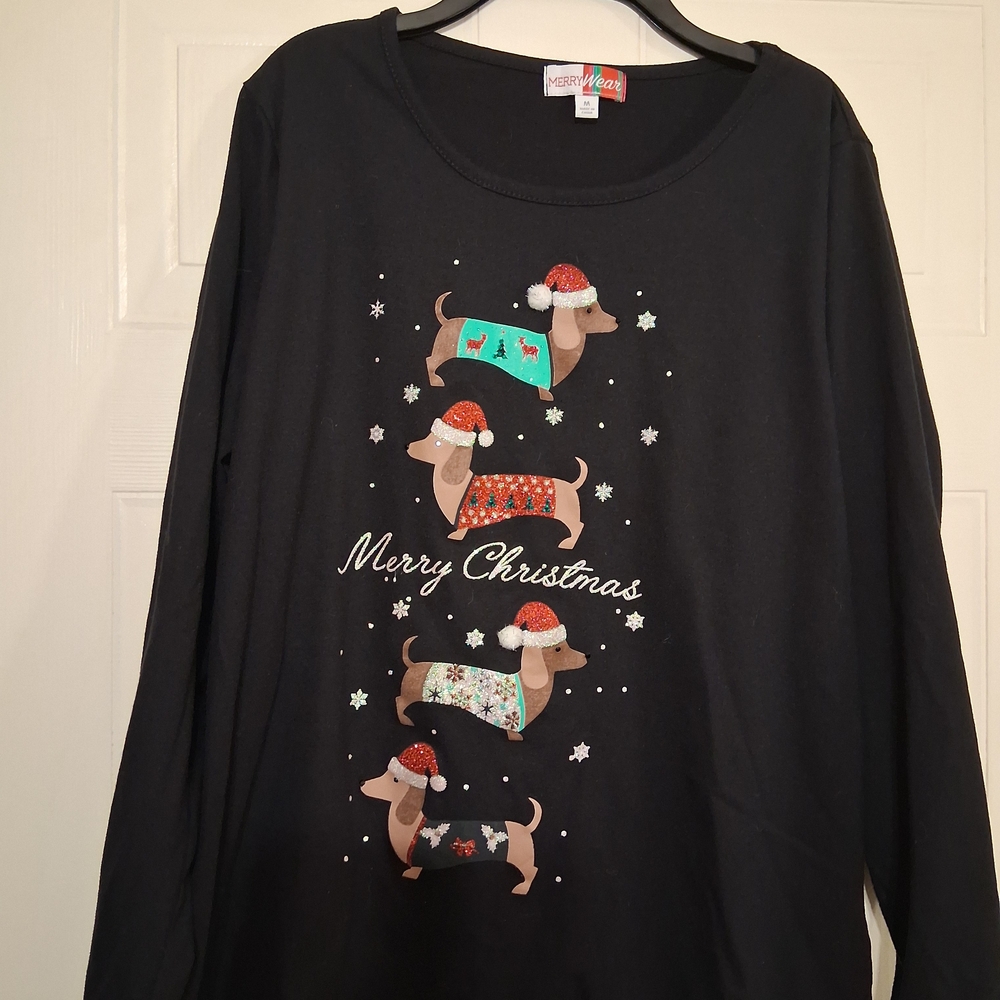 Black Merry Christmas Dachshund Sweater